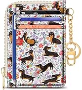 GIANCOMICS Slim Wallet Credit Card Holder Women, Dachshund Rfid Blocking Small Card Case, Keychai...