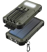 Uukto Solar Charger Power Bank 20000mAh Fast Charging Built-in 3 Cables LED Dual Flashlight Porta...