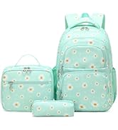 Armbq Daisy Kids Backpack for Girls, Multi Pocket School Bags with Lunch Box for Elementary, Teen...