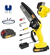 Mini Chainsaw Cordless,6 Inch Handheld Electric Power Chain Saw With power display, for Trees Bra...