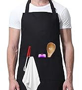 Adjustable Bib Apron Waterdrop Resistant with 2 Pockets Cooking Kitchen Aprons for Women Men