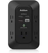 USB Wall Charger Surge Protector - Addtam 5 Outlet Extender with 4 USB Charging Ports ( 1 USB C),...