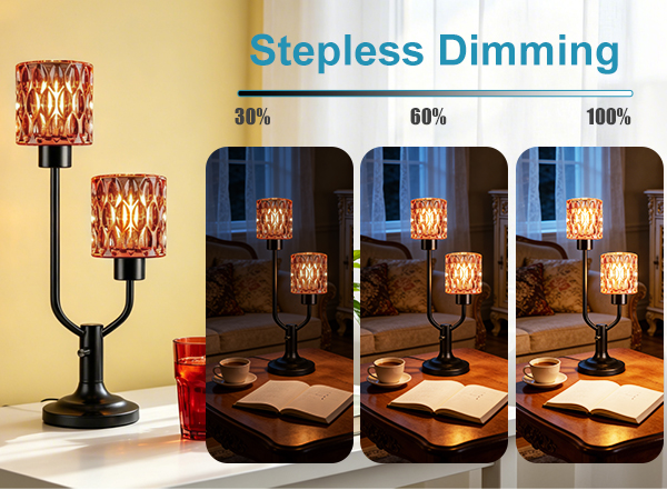 2-Light Cylinder Glass Table Lamp