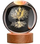 JANARARY Large 3D Tree Night Light Crystal Ball, Spiritual Gifts for Women Crystal Lamp 16 Color ...