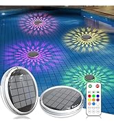 Solar Powered Floating Pool Lights(2 Pack), Pool Lights That Float with Remote Control, 12 Lighti...