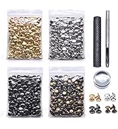 SEMINI 400 Sets 6mm Leather Rivets,Double Cap Rivet Tubular 4 Colors Metal Studs with Fixing Tool...
