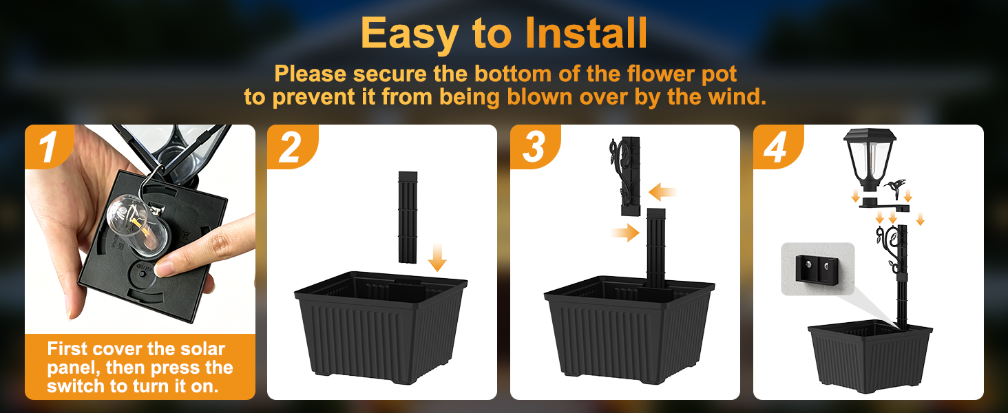 Solar Lamp Post with Planter