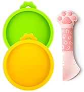 Comtim Small Cat Food Can Lids with Cat Food Spoon Set, Silicone Cat Food Can Covers Lids for 3 o...