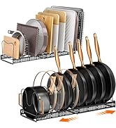 MUDEELA 2 Pack Pots and Pans Organizer Rack for under Cabinet, Expandable Pot Lid Kitchen Cabinet...