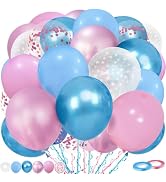 Gender Reveal Pink and Blue Balloons Set, 60 Piece 12 Inch Macaron Confetti Star Pattern Balloons...