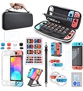 Carrying Case & Accessories Bundle Kit for Nintendo Switch OLED 2021 Model with Charging Dock, 3i...