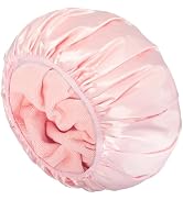 Aquior Shower Cap,Triple Layer Shower Cap for Women, Reusable Waterproof Bath Cap,Silky Satin Out...