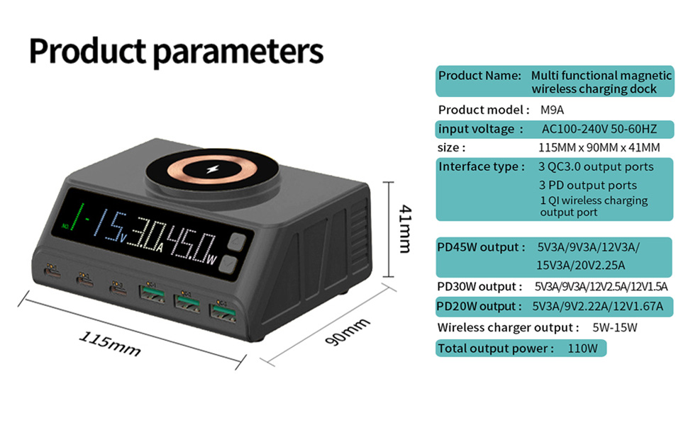 Wireless fast charging charger-Black
