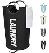 Maxsilan 90L Large Laundry Basket, Freestanding Tall Clothes Hamper, Collapsible Laundry Bag, Black