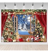 Mocsicka Christmas Window Backdrop Winter Snow Scene Xmas Eve Party Photography Background Christ...