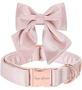 Unique style paws Silk Pink Color Dog Collar Adjustable Durable Dog Collar with Bow Wedding Bowti...