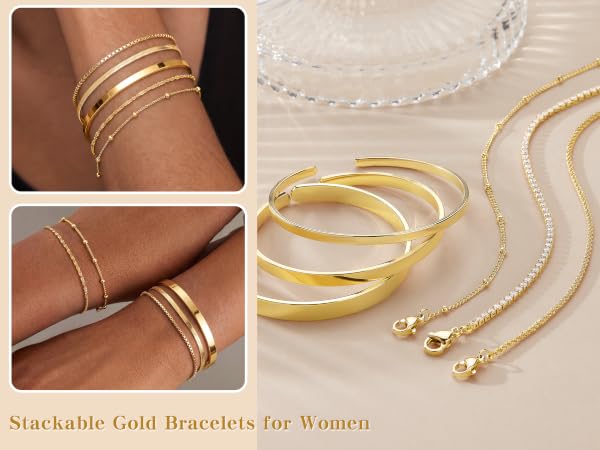 Stackable Gold Bracelets