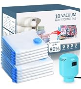 HOTBAG Large Vacuum Storage Bags with Electric Pump 10 Pack (5 Jumbo/5 Large) Vacuum Seal Bags fo...