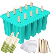 Ozera Popsicles Molds, 10-Cavity Popsicle Maker Molds Silicone Popsicle Molds, Homemade Popcical ...