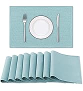 H.VERSAILTEX Linen Placemats Set of 8 Premium Solid Table Placemats for Dining Table Spill-Proof ...
