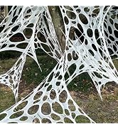 DAZONGE 900 sqft Stretchy Spider Web Halloween Decorations Outdoor | 2-Pack Spooky Spider Webs fo...