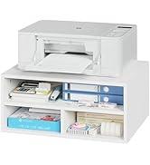 ALISENED Desktop Organizer Shelf, White, 18.5x14.5x8.26 Inches, 2-Tier Storage with Adjustable Co...