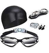 Hurdilen Swim Goggles Swimming Goggles No Leaking with Nose Clip, Earplugs, Swim Cap and Case for...