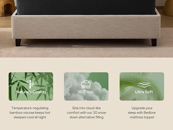 Naturally Cooling Upgrade your sleep with Bedlore mattress topper