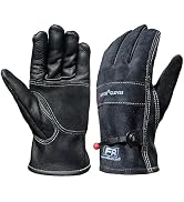 AOUCHI Leather Gardening Gloves for Men, Work Gloves for Welding, Mechanics, Construction, Thorn ...