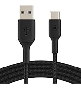 Belkin BoostCharge Braided USB-C to USB-A Cord (1M/3.3ft) for iPhone 16 Series, Samsung Galaxy S2...
