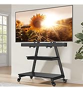 Perlegear Mobile TV Stand with Soundbar Mount, Rolling Floor TV Stand with Wheels for 43-83" TVs ...