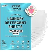 Zero Trace Laundry Detergent Sheets - Fragrance Free Laundry Detergent Ideal Laundry Soap Sheets,...