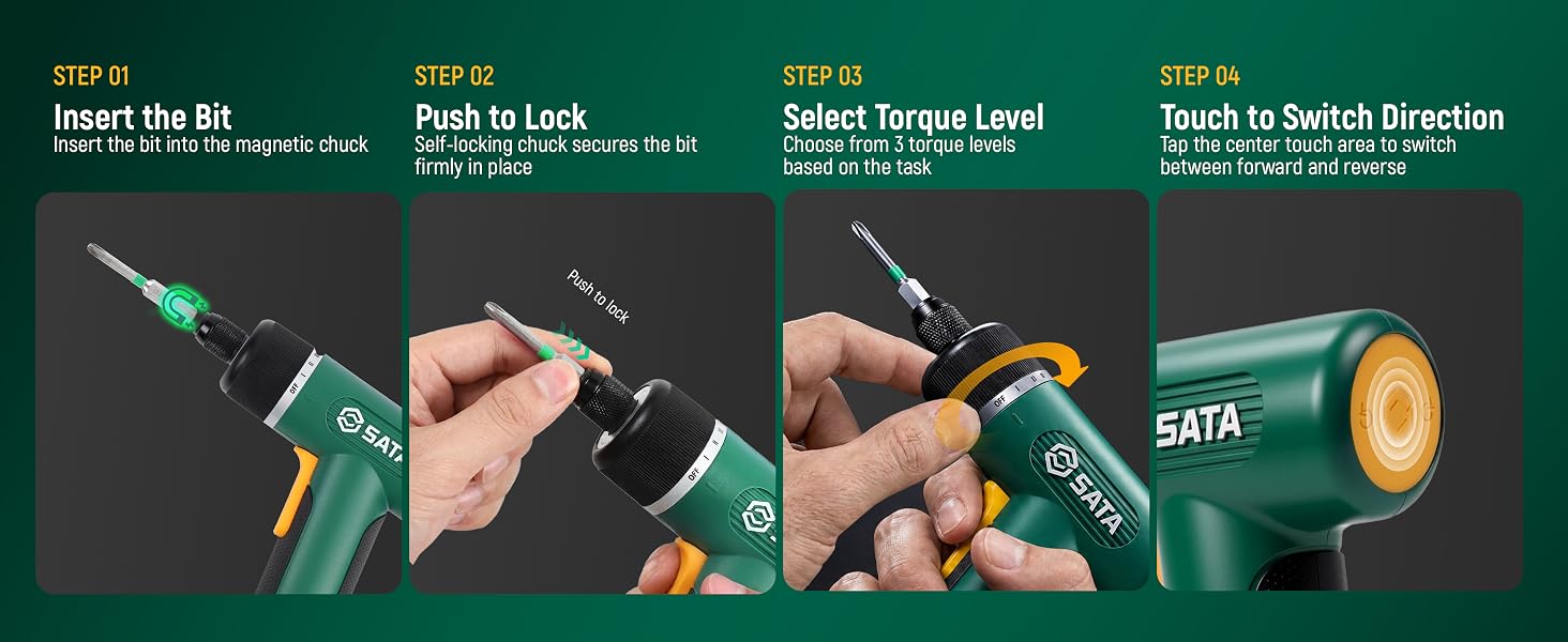 Step-by-step electric screwdriver setup and operation guide