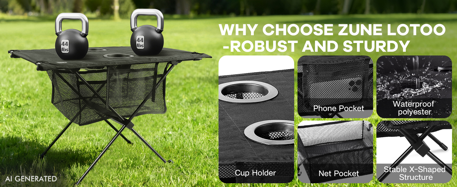 Solid yet lightweight table with outstanding bearing and load capacities up to 88lbs