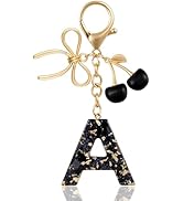 ANHBKAR Resin Initial Keychain with Cherry & Bow - Cute Purse, Handbag, Backpacks - Letter Bag Ch...