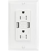 BAOMAIN Self-Test GFCI Combination with USB in-Wall, Tamper Resistant(TR) 15A 4.8A 5VDC LED Indic...