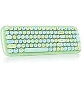 Mosptnspg Wireless Bluetooth Typewriter Keyboard, 100 Keys Retro Round Keycap Colorful Mechanical...