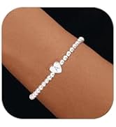 Beaded Bracelets for Women Dainty Heart Initial Bracelet Letter A-Z Charm Bracelet for Women Stre...