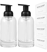 rejomiik Foaming Soap Dispenser Thick Glass Foam for Bathroom or Kitchen Sink, 12.7 oz Clear Pump...