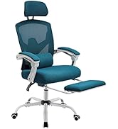 DUMOS Home Office Desk Chair with Footrest, High-Back Mesh Rolling Swivel Reclining Chairs with W...