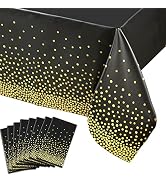 8 Pack Black Plastic Tablecloth – 54 X 108 Plastic Table Cloths for Parties Disposable – Black an...