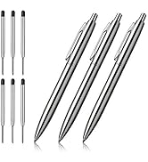 ChaoQ 3 Pcs Retractable Metal Ballpoint Pens, for Gift, Business, Office, 1.0mm Medium Point Blac...