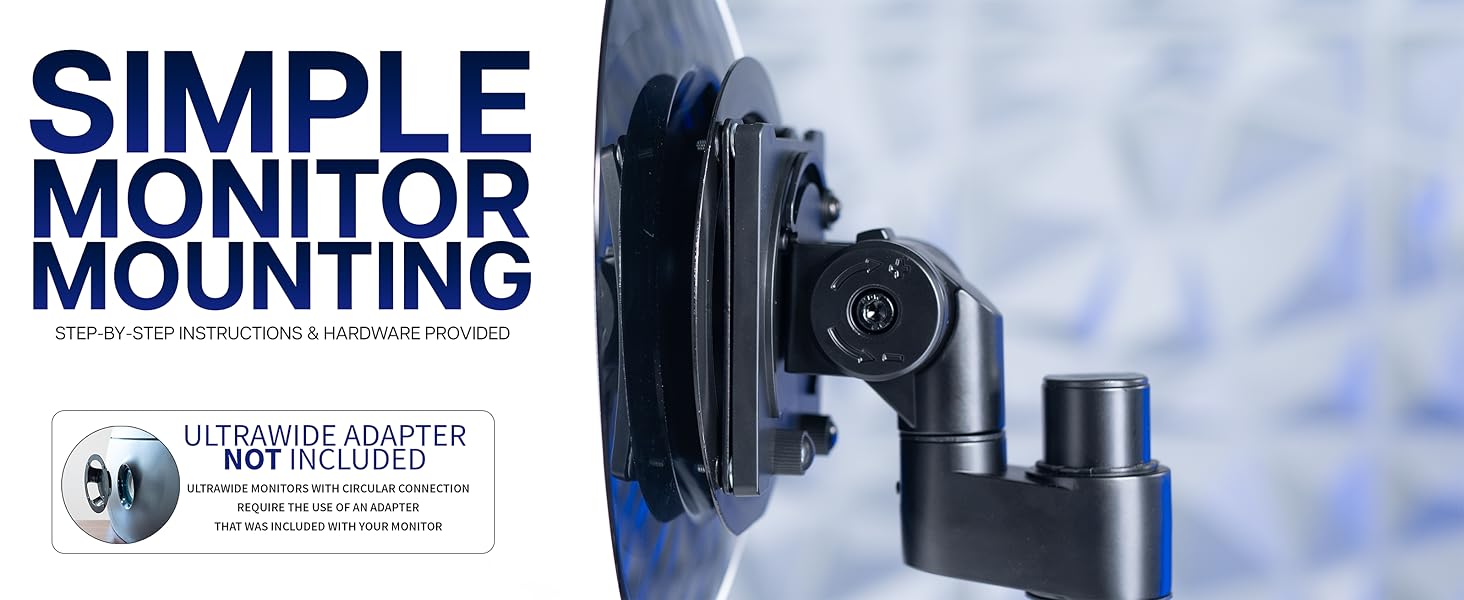 ultrawide monitor mount single arm heavy duty tilt swivel rotate desk clamp vesa adjustable