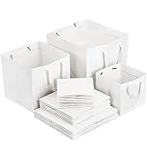 Yesland 30 Pack White Kraft Bags with Ribbon Handles, 3 Sizes Paper Gift Wrap and Shopping Bags, ...