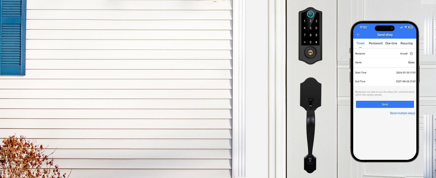 Keyless entry door lock with handle