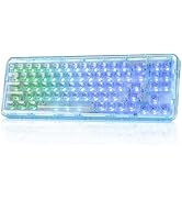 YUNZII X71 Transparent Mechanical Keyboard with Clear Keycaps, BT5.0/2.4G/USB-C Gaming Keyboard 6...