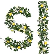 U'Artlines 2Pcs Total 12 Ft Artificial Lemon Garland Spring Summer Faux Fruit Vine Garlands with ...