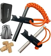 VVAAGG Flint and Steel Fire Starter Kit Survivor, 3/8" 1/2 inch Ferro Rods and Magnesium Rods wit...