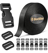 Clay&Fire Buckles and Straps Set, 8-Pack, Polyester Webbing | Quick Release Plastic Buckles, Adju...