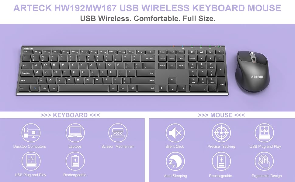 HW192MW167 USB Wireless Keyboard and Mouse Combo 1